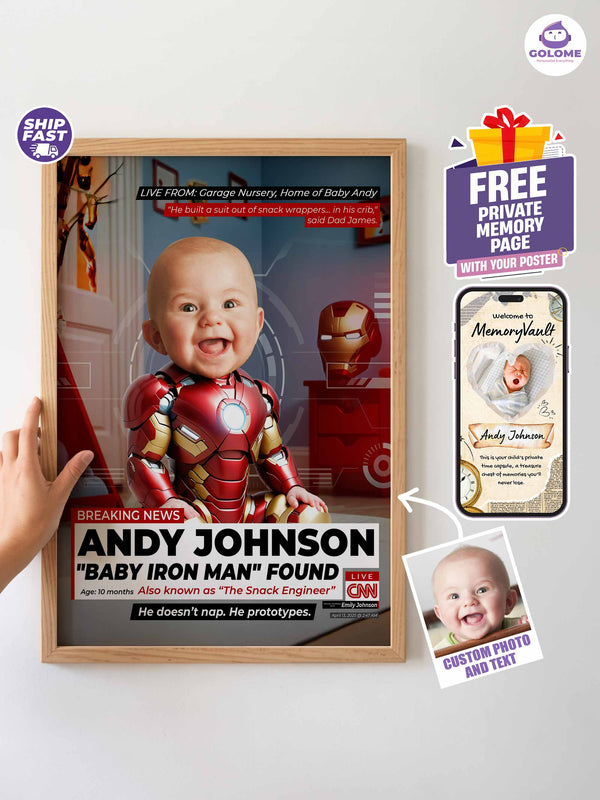 Custom Baby News Poster – Personalized Little Hero Wall Art